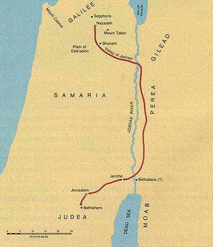 journey from nazareth to bethlehem map